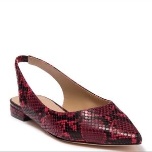 NWT 14th Union red black reptile snakeskin faux leather slingback pointed shoes